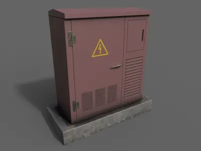 PBR Electric Box Red Low-poly 3D model