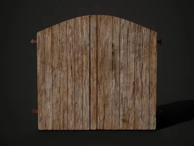 Arched Old Wooden Window Low-poly 3D model