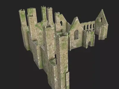 Wingfield Manor - ruined church Low-poly 3D model