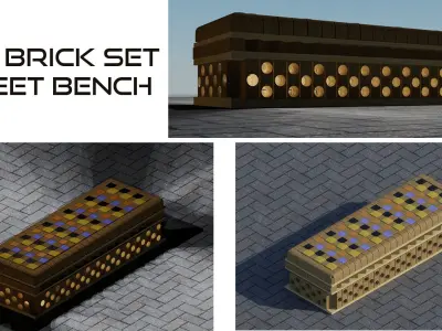 Brick set street  bench 3D model