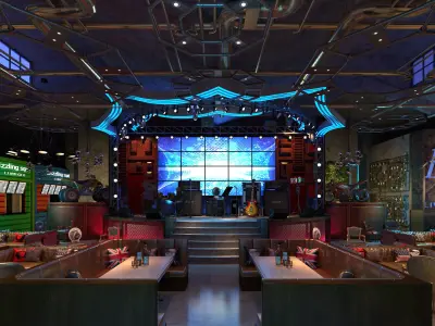 nightclub interior of with neon lights  3D model