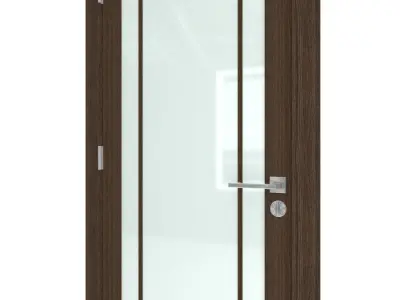 Door-033 wooden door with glass panels 3D model