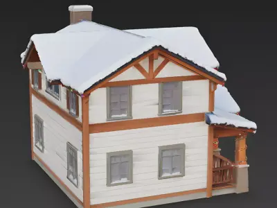 Festive Holiday Craftsman House 3D Model Low-poly 3D model