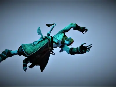 Goblin character flying in air Low-poly 3D model