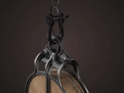 Industrial pulley lamp 3D model