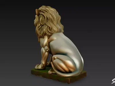 Lion Statue V20 Low-poly 3D model