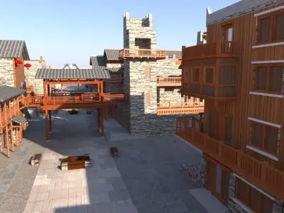 Tourist Resort Town 3D model