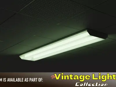 Vintage Ceiling Fluorescent Light Fixture Low-poly 3D model