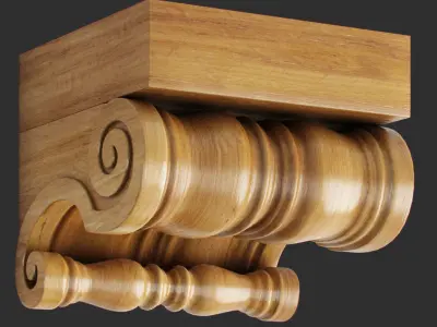 Classic Wooden Door and Carved Elements 3D model