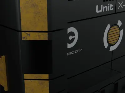 Hard Surface Sci-Fi Box with Decals Low-poly 3D model