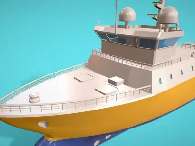 Low Poly Marine Supply Vessel Ship Model 1 Low-poly 3D model