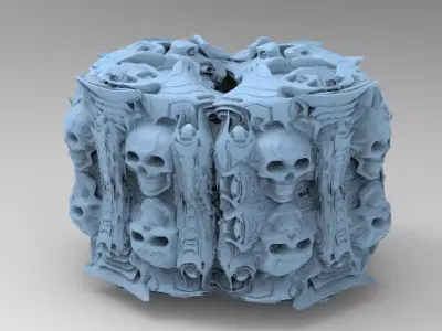 Scull Egyptian pillar cave Stone 3D model