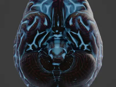 Stylized Cybernetic Brain Low-poly 3D model