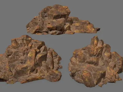 Rock Set Low-poly 3D model 23