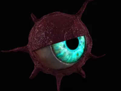 Low-Poly Eyeball Growth - A Creature for Horror Low-poly 3D model