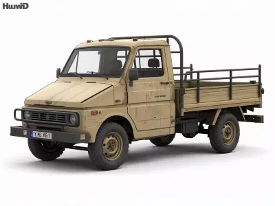 Small Middle Eastern Pickup Truck Tan 3D Model Low-poly 3D model