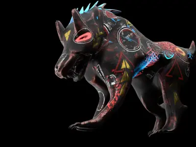 Robo Wolf Sci-Fi Low-poly 3D model