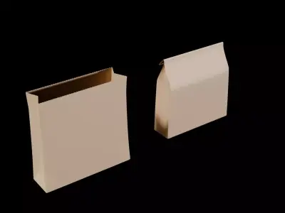 Paper Bag Mockup Folded Open Variants 3D model