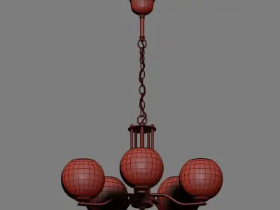 minut chandelier with four balls hanging from it 3D model
