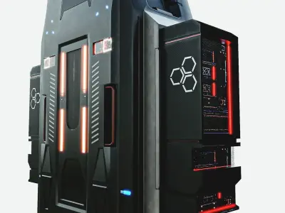 Sci-FI Server Low-poly 3D model