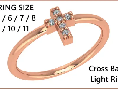 Cross Light wt minimalist Ring 3dm stl renders 3D print model