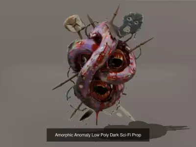 8 Low Poly Dark Environment Assets and Mystic Rock Formations 3D Model Pack