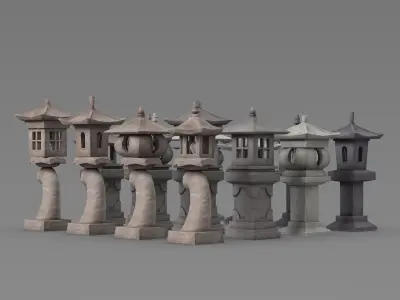Lampu Taman Set Balinese Garden Light Collection 3D model