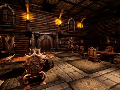 Medieval Dining Room Asset Pack Low-poly 3D model
