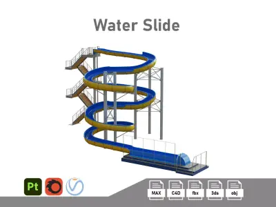 Water Slide 04 Low-poly 3D model