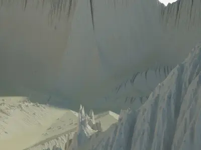 Highly detailed sci-fi rocky volcano with sand deposits 3D model