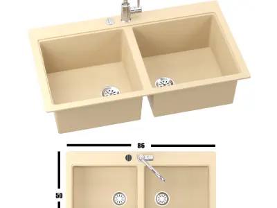 Sink with faucet schock 3D model