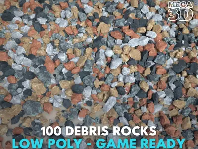 100 Debris Rocks - 241019 Low-poly 3D model