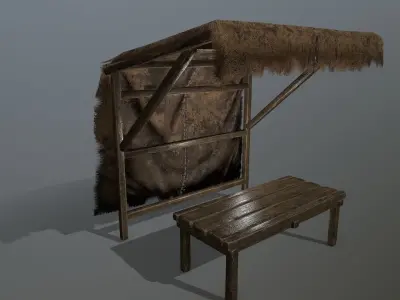 market  bench 1 Low-poly 3D model