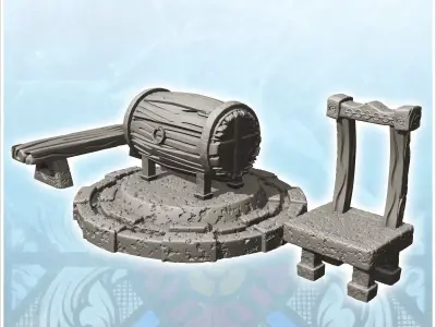 Interior accessory set with barrel 1 - Medieval Gothic Feudal Ol 3D print model