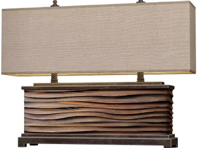 Large Modern Solid Wood Wave Loft style European Table Lamp 3D model