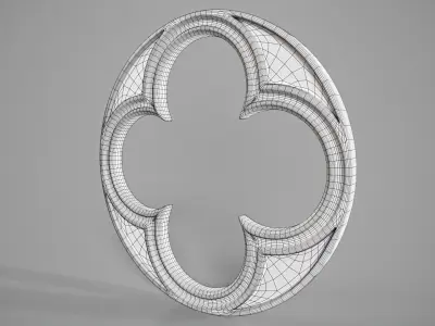 Highpoly Circular Gothic Window Type3 3D model
