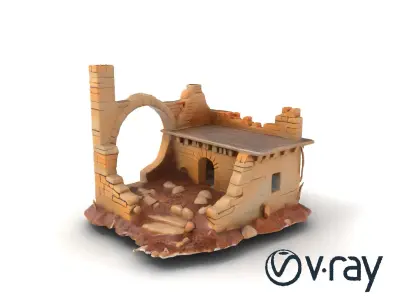 Shattered Cottage Ruins Environment model pack Low-poly 3D model