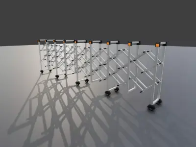 3D Accordion Barrier 10 meters can be added in sections Low-poly 3D model