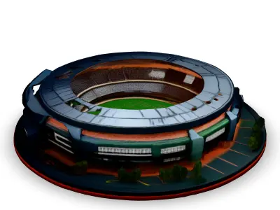 Realistic 3D Football Stadium Night Scene Low-poly 3D model