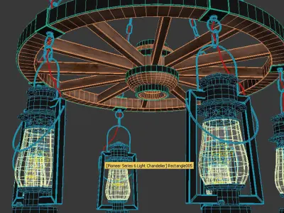 Pioneer Series 6 Light Chandelier 3D model