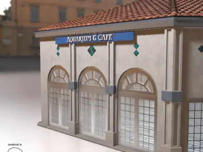 Building by the sea Low-poly 3D model