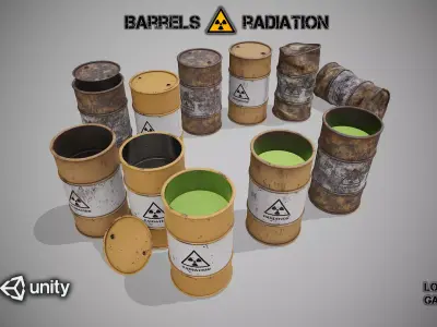 Barrels radiation set Low-poly 3D model