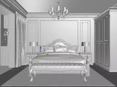 American-style bedroom 3D model 3D model