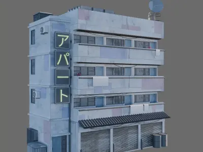 Anime building city 02 3D model