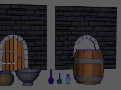 LowPoly Dungeon Props  Assets Low-poly 3D model