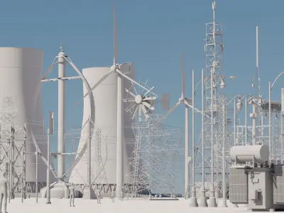 Radio Towers Electric and Street Infrastructure 3D Model Pack