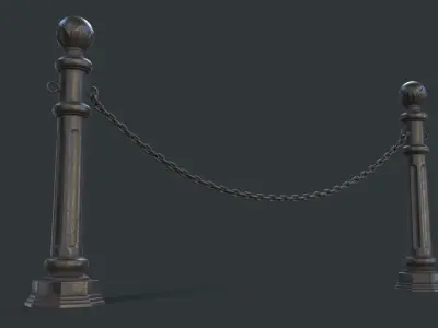 Street Bollard 04 PBR Game Ready Low-poly 3D model