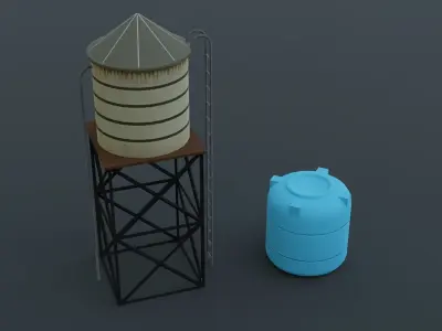 Roof top Props - Game Ready - PBR Low-poly 3D model