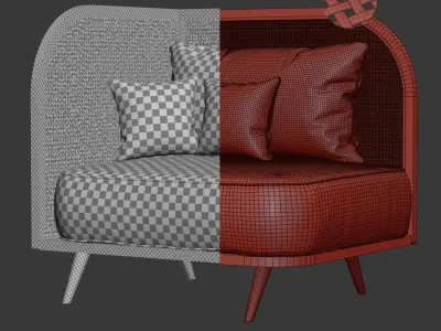 Corner restaurant lounge chair TV1  3D model