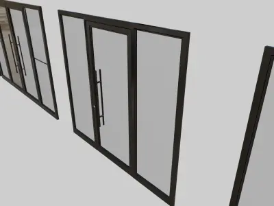 aluminum glass door collection Low-poly 3D model
